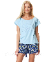 Пижама шорты блуза Key LNS-997 голубой (9)