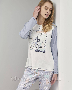 Пижама женская хлопковая с брюками футболка длинный рукав Massana Испания P731247 (5)