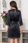 Черный шелковый халат цветочная вышивка Mia-Amore Валенсия Valensia 3263 (11)
