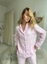 Розовая пижама женская из муслина натуральная Сердечки (10)