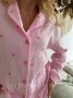 Розовая пижама женская из муслина натуральная Сердечки L (5)