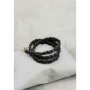 Жіночий шкіряний браслет тонка кіска чорний (1)