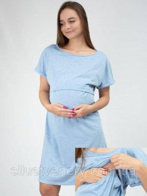 Ночная рубашка беременным 100% хлопок Roksana Голубой - SvitStyle