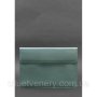 Шкіряний чохол-конверт на магнітах для MacBook 14 Бірюзовий (1)