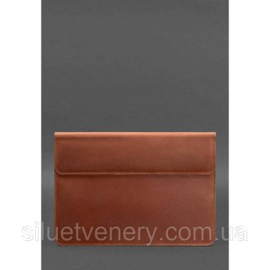 Шкіряний чохол-конверт на магнітах для MacBook 14 Світло-коричневий Crazy Horse - SvitStyle