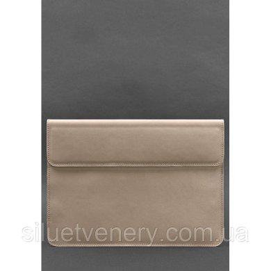 Шкіряний чохол-конверт на магнітах для MacBook 16 дюйм Світло-бежевий - SvitStyle