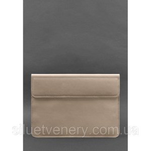Шкіряний чохол-конверт на магнітах для MacBook 14 Світло-бежевий - 8534168 - SvitStyle