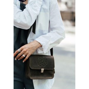 Шкіряна жіноча бохо-сумка Лілу темно-коричнева - 8536614 - SvitStyle