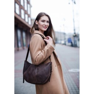Шкіряна жіноча сумка Круасан темно-коричнева - 8536655 - SvitStyle
