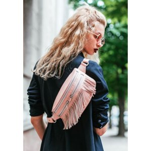Шкіряна жіноча сумка на пояс Spirit рожева - SvitStyle