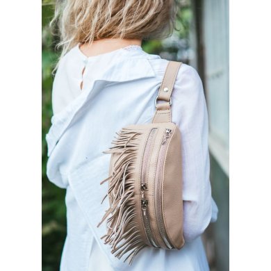Шкіряна жіноча сумка на пояс Spirit світло-бежева - SvitStyle