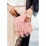 Шкіряна жіноча сумка з бахромою міні-кроссбоді Fleco рожева (1)