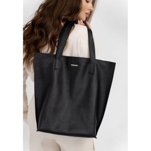 Шкіряна жіноча сумка шоппер D.D. чорна - SvitStyle