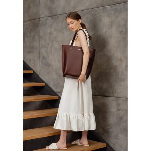 Шкіряна жіноча сумка шоппер D.D. бордова - SvitStyle