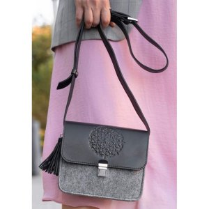 Фетрова жіноча бохо-сумка Лілу з шкіряними чорними вставками - 8536705 - SvitStyle