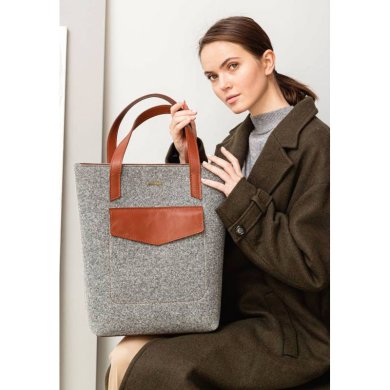 Фетрова жіноча сумка Шоппер D.D. з шкіряними коричневими вставками - SvitStyle