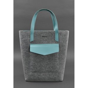 Фетрова жіноча сумка Шоппер D.D. з шкіряними бірюзовими вставками - 8536711 - SvitStyle