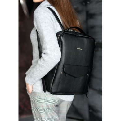 Шкіряний жіночий міський рюкзак на блискавці Cooper чорний - SvitStyle
