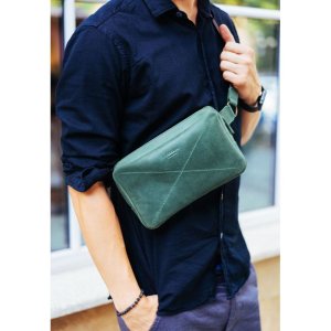 Шкіряна поясна сумка Dropbag Maxi зелена - 8536729 - SvitStyle