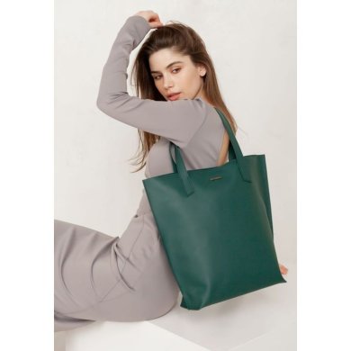 Шкіряна жіноча сумка шоппер D.D. зелена - SvitStyle