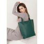Шкіряна жіноча сумка шоппер D.D. зелена (1)