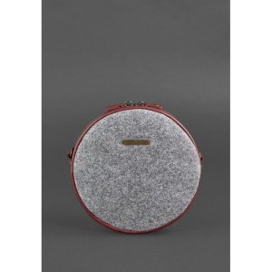 Кругла фетрова жіноча сумка Tablet з шкіряними бордовими вставками - 8536825 - SvitStyle