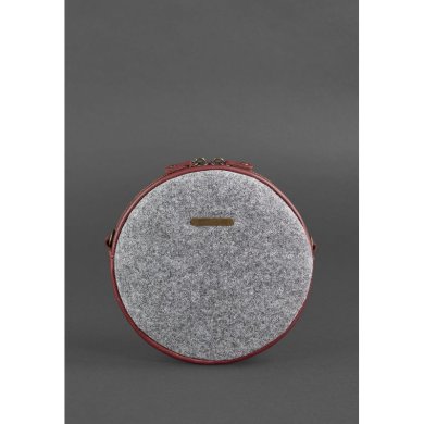 Кругла фетрова жіноча сумка Tablet з шкіряними бордовими вставками - SvitStyle