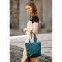 Шкіряна плетена жіноча сумка Пазл L зелена Krast (1)