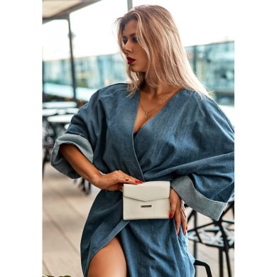 Жіноча шкіряна сумка поясна / кроссбоді Mini біла - SvitStyle