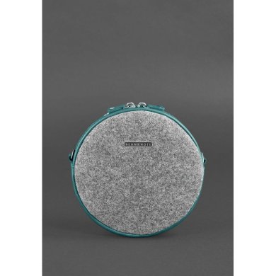 Кругла фетрова жіноча сумка Tablet з шкіряними бірюзовими вставками - SvitStyle
