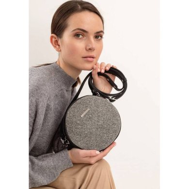 Кругла фетрова жіноча сумка Tablet з шкіряними чорними вставками - SvitStyle