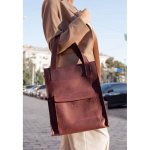 Шкіряна жіноча сумка шоппер Бетсі з кишенею бордова - 8536910 - SvitStyle