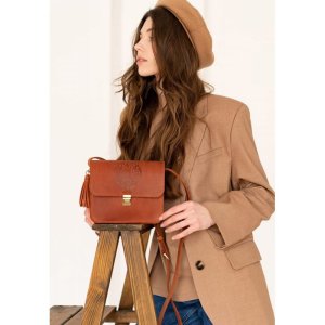 Шкіряна жіноча бохо-сумка Лілу світло-коричнева Crazy Horse - 8536980 - SvitStyle