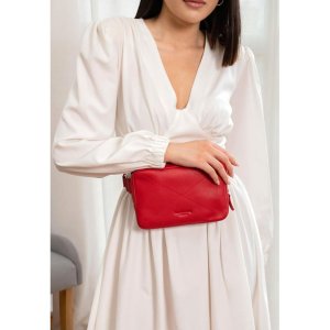 Шкіряна жіноча поясна сумка Dropbag Mini червона - SvitStyle