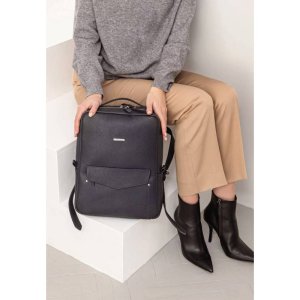 Шкіряний міський жіночий рюкзак на блискавці Cooper темно-синій флотар - 8536983 - SvitStyle