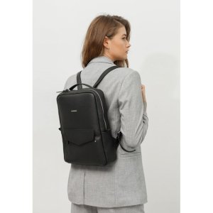 Шкіряний жіночий міський рюкзак на блискавці Cooper чорний флотар - 8536984 - SvitStyle