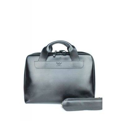 Шкіряна ділова сумка Attache Briefcase чорний - SvitStyle