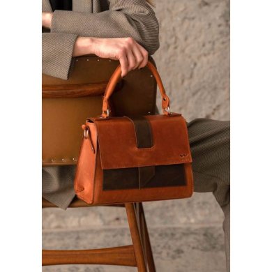 Жіноча шкіряна сумка Ester коньячно-коричнева вінтажна - SvitStyle