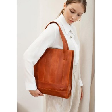 Шкіряна жіноча сумка шоппер Бетсі світло-коричнева Crazy Horse - SvitStyle