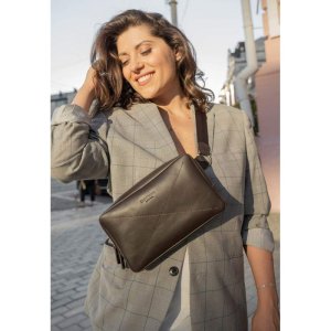 Шкіряна поясна сумка Dropbag Maxi темно-коричнева - SvitStyle