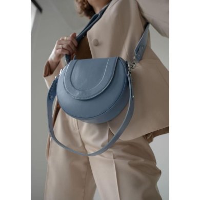 Жіноча шкіряна сумка Mandy блакитна - SvitStyle