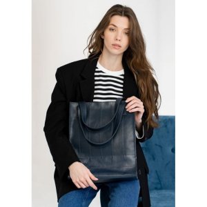 Шкіряна жіноча сумка шоппер Бетсі темно-синій краст - 8537277 - SvitStyle