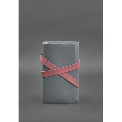 Жіночий шкіряний блокнот (Софт-бук) 1.0 Сірий з рожевим - SvitStyle