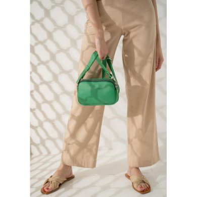 Жіноча шкіряна сумка поясна / кроссбоді Holly зелена - SvitStyle