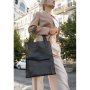 Шкіряна жіноча сумка шоппер Бетсі з кишенею чорна Краст (1)
