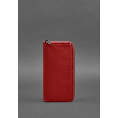 Шкіряне портмоне на блискавці 6.1 червоне - SvitStyle