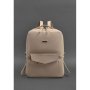 Шкіряний жіночий міський рюкзак на блискавці Cooper світло-бежевий краст (1)