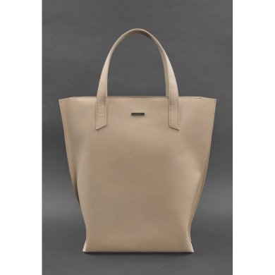 Шкіряна жіноча сумка шоппер D.D. світло-бежева краст - SvitStyle