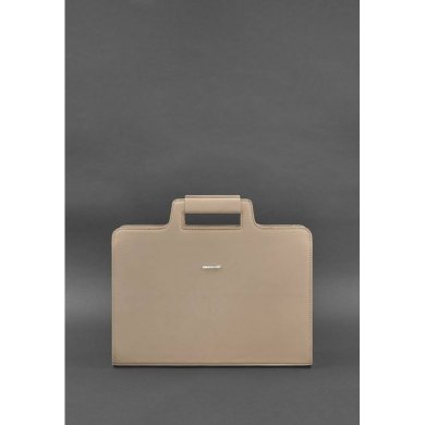 Жіноча шкіряна сумка для ноутбука і документів світло-бежева - SvitStyle