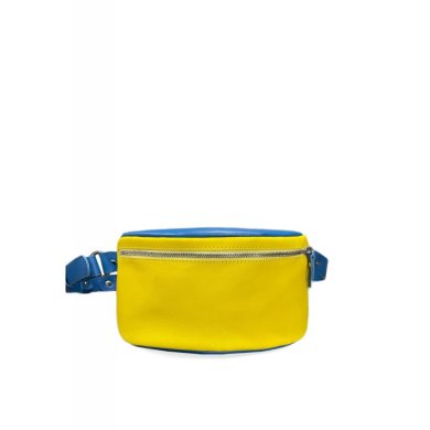 Шкіряна поясна сумка в патріотичних кольорах синьо-жовта - SvitStyle